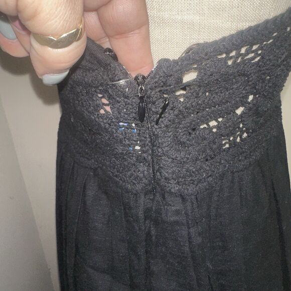 NEW Jason Wu Black Crochet Maxi Dress Boho Beach Vacation Linen Blend Sz XS - Picture 9 of 12